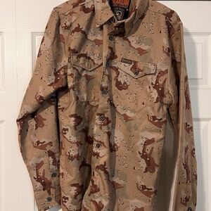 DIXXON Tan and Brown Camouflage Flannel NWOT
